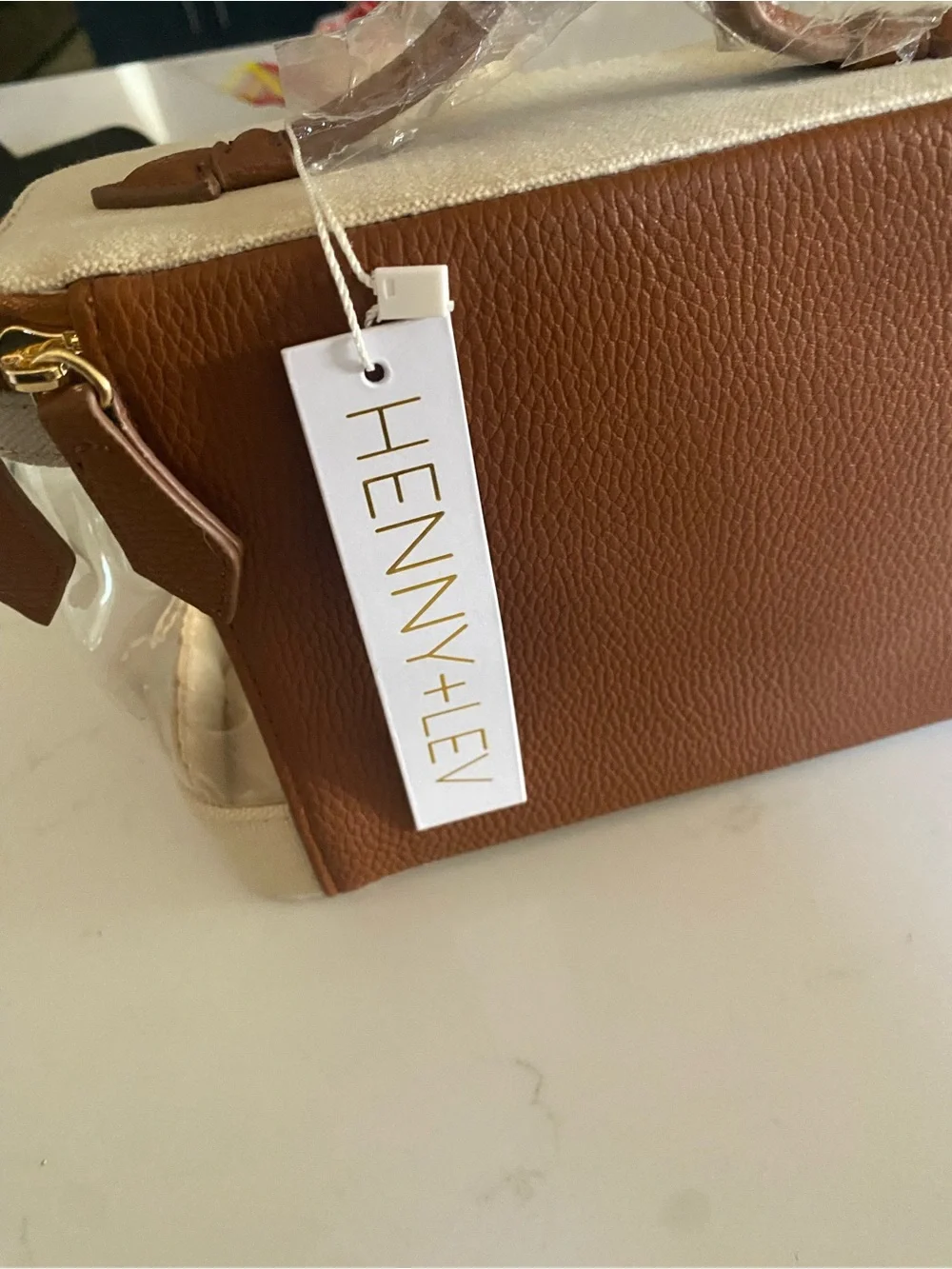 Henny & Lev NWT Clear/Brown Vegan Leather Makeup Travel Bag - New